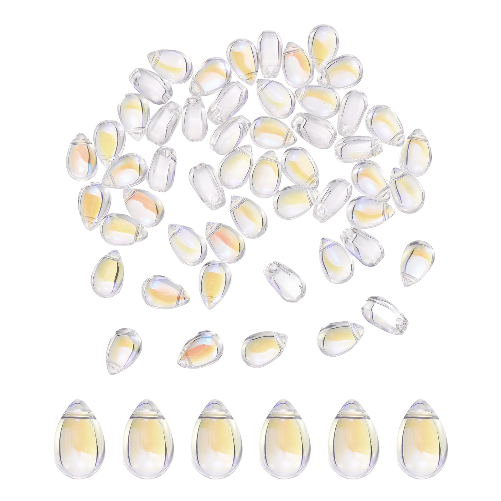 sourcing map 60 Pcs Teardrop Crystal Glass Beads, 6x9mm Teardrop Glass Charm Pendants Water Drop Beads Top Drilled for Jewelry Making DIY Craft Bracelets Necklace, Colorful โ image 1
