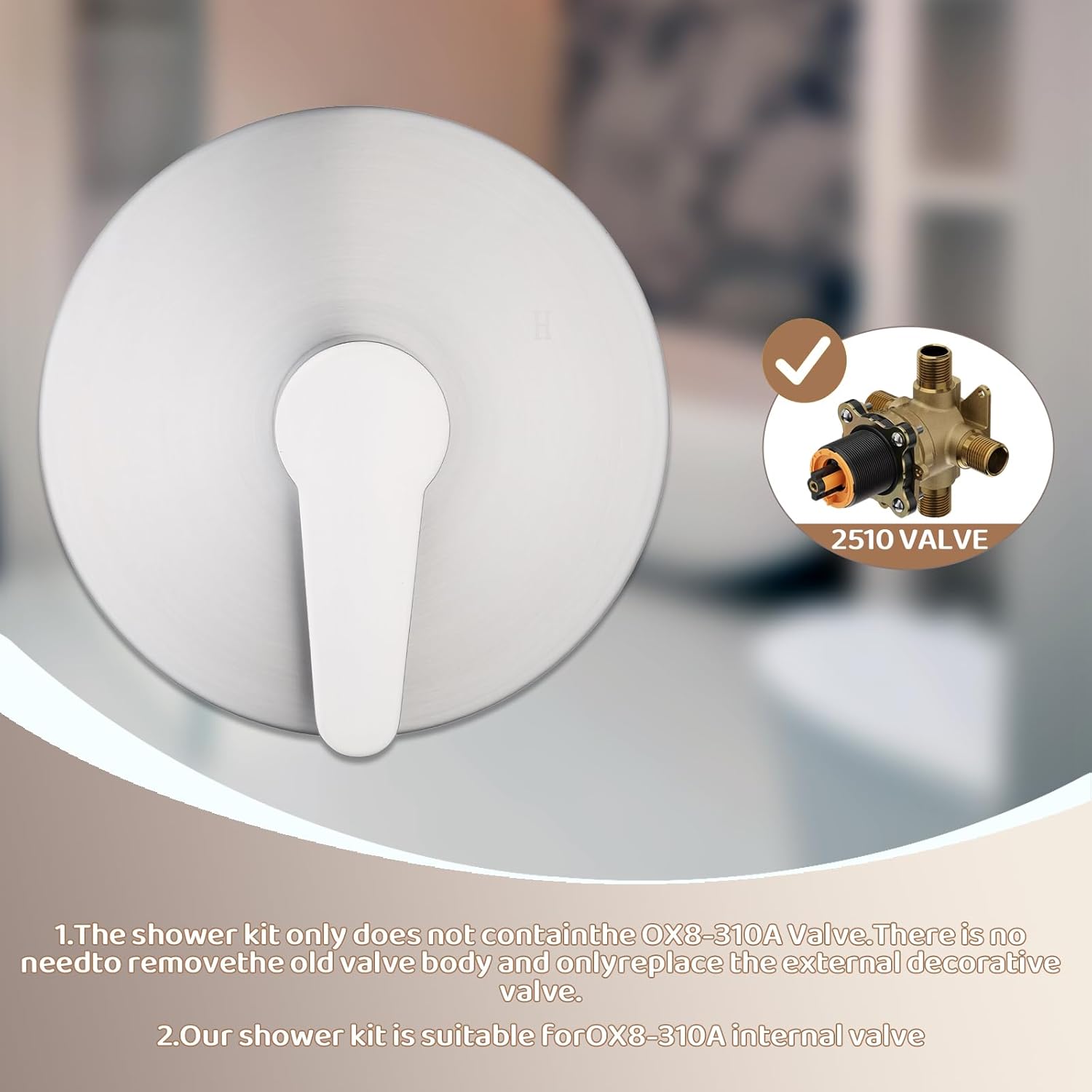 Shower Handle Replacement Kit Compatible with Pfister R89040B Modern Valve Trim,Single Handle Tub Shower,Brushed Nickel