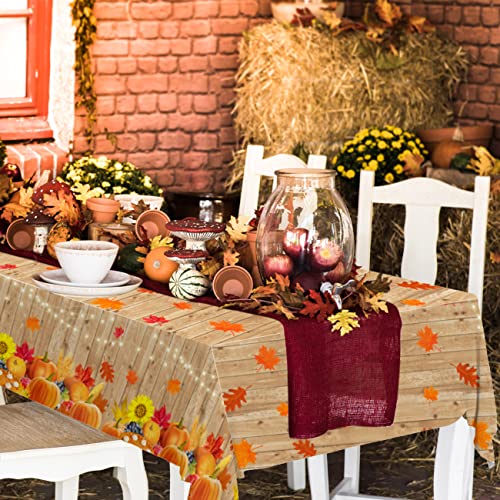 Mokeja Party Thanksgiving Decorations Tablecloth Fall Maple Leave And Pumpkin Sunflower Disposable Table Covers Thanksgiving Theme Tablecloth For Harvest Party Table Decoration 3Pack 54 * 108Inch thumb #6