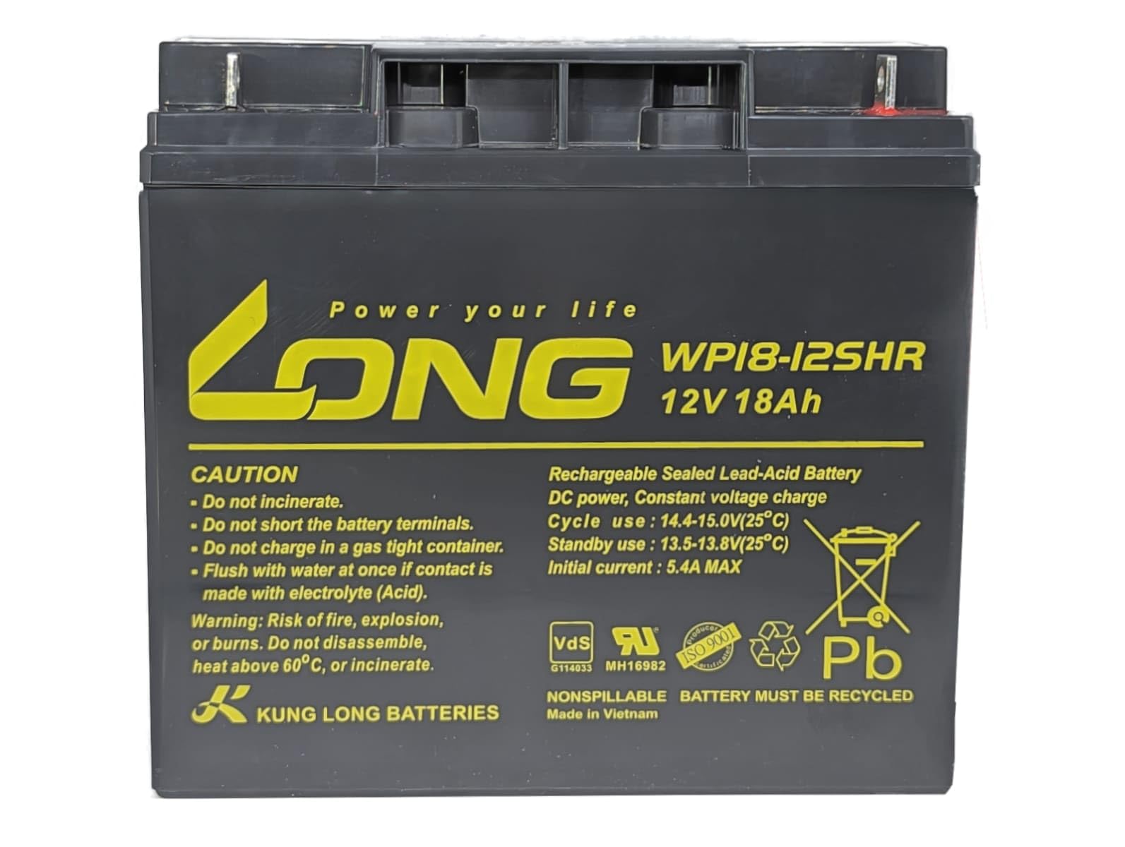 Blei Akku Batterie Kung Long 12V 18Ah 12Volt 18Ah wie 17Ah, 19Ah, 20Ah, 22Ah VdS geprüft
