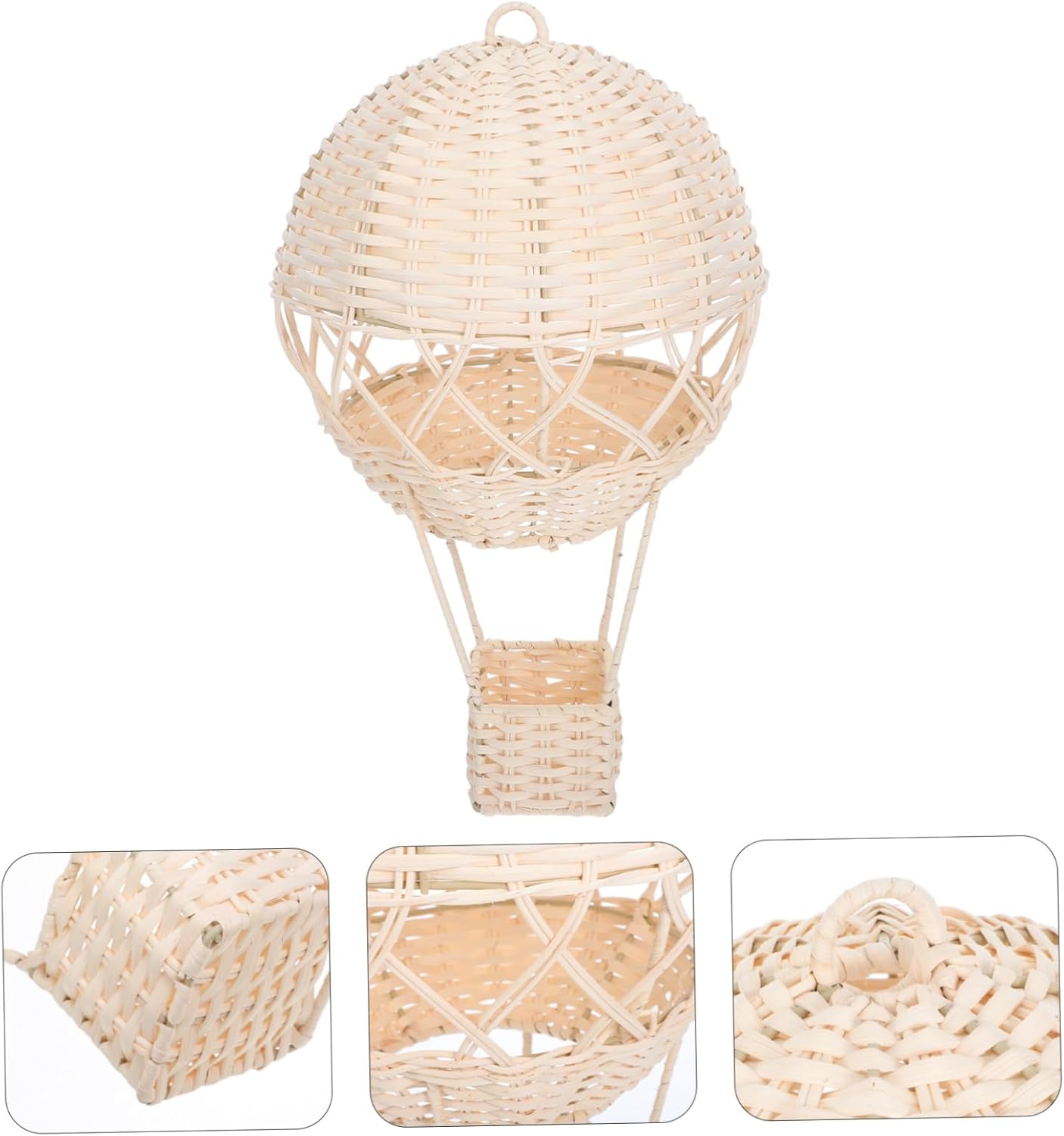 BESTOYARD Rustic Rattan Hot Air Balloon Lamp Shade Handwoven Wicker Wall Art Decor for Boy Girl Rooms Unique Natural Wicker Design Versatile Light Fixture Photo Prop for Nursery Decor