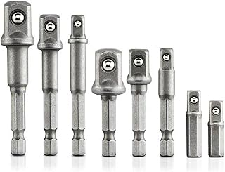 Impact Grade Socket Adapter Set 8 PCS Drill Bit Extension Set 1/4" 3/8" 1/2" Socket Adapter Set, 1/4” Hex Shank Impact Driver Bit Set Socket Holder, Drill Bit Attachments, Drill Tool Accessories