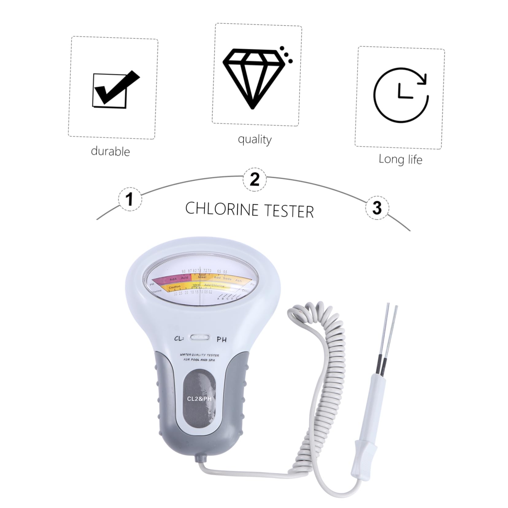 Medidor de Ph de Piscina Pc102 Portátil de Plástico Blanco