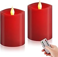 Vista 30 de Juego de 2 velas parpadeantes sin llama de 3 x 3 pulgadas, 2 pilas AA de duración de 600 horas, velas parpadeantes con temporizador, velas sin llama