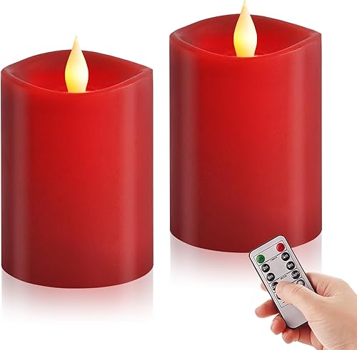 Miniatura 30 de Juego de 2 velas parpadeantes sin llama de 3 x 3 pulgadas, 2 pilas AA de duración de 600 horas, velas parpadeantes con temporizador, velas sin llama