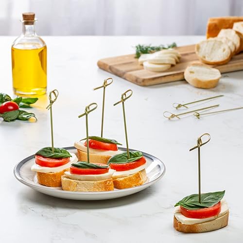 Miniatura 6 de GUSTO Púas de nudo de bambú  Púas de cóctel de 4.75 pulgadas, brochetas de aperitivos y palillos de dientes para aperitivos, frutas, sándwiches