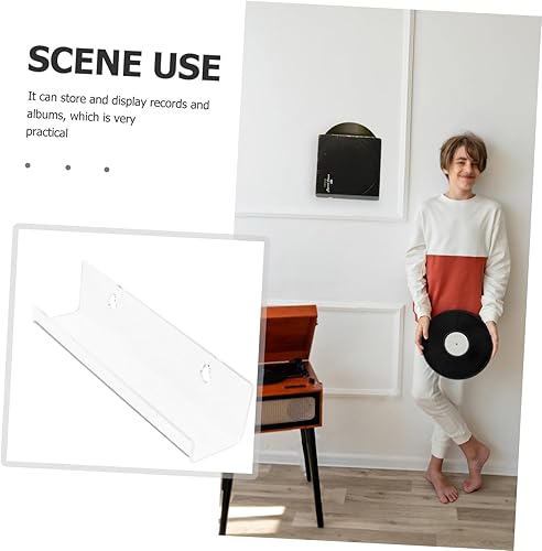 Miniatura 4 de Yardwe Estantería colgante transparente, estante flotante de acrílico transparente, 4 unidades, 7 estantes montados en la pared, estante invisible,