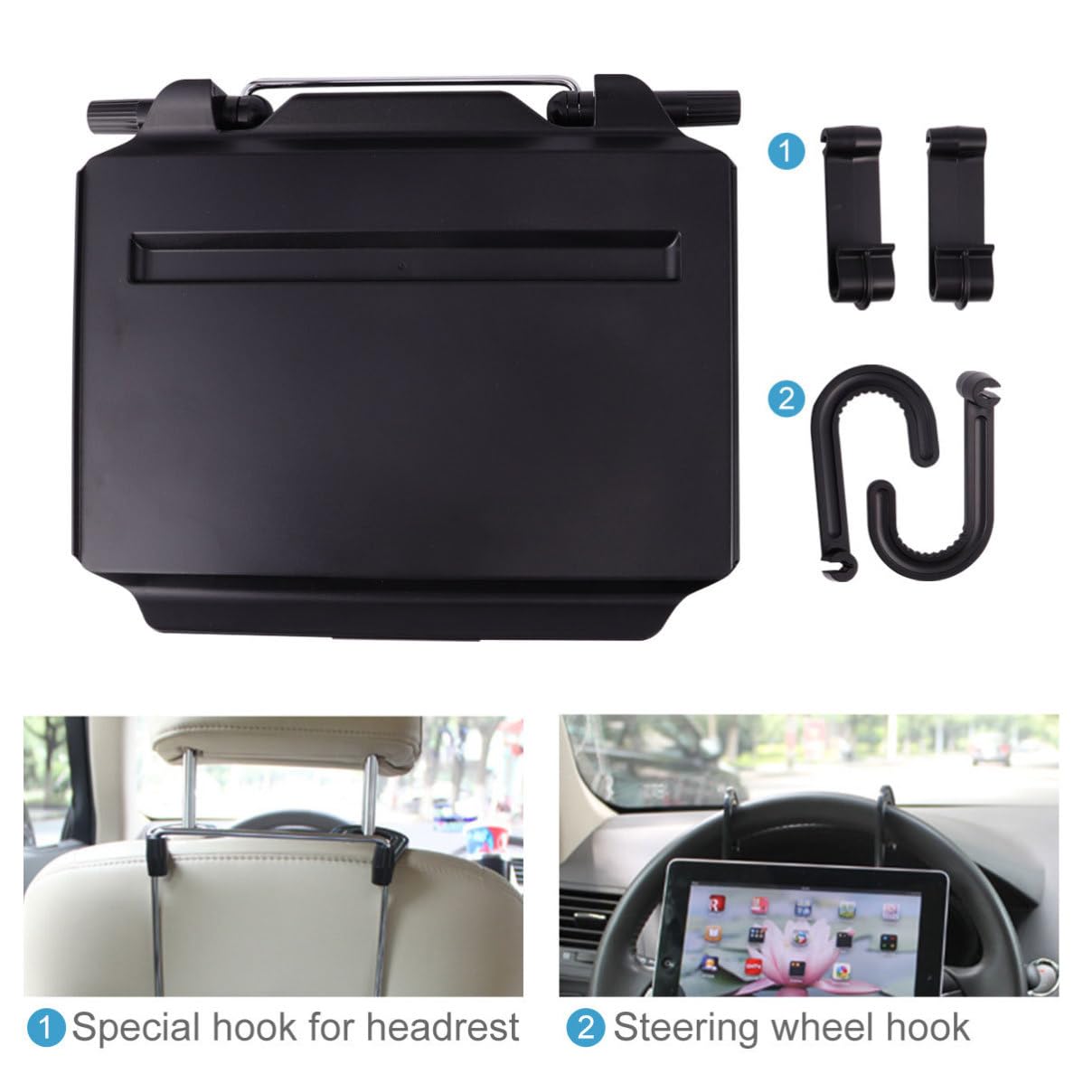 VALICLUD Tavolino da Auto a Cassetto con Slot Tablet e Disco Mouse