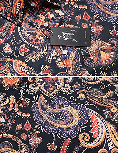 Daupanzees Men's Luxury Casual Button Down Short Sleeve Hawaiian Shirt Suits4