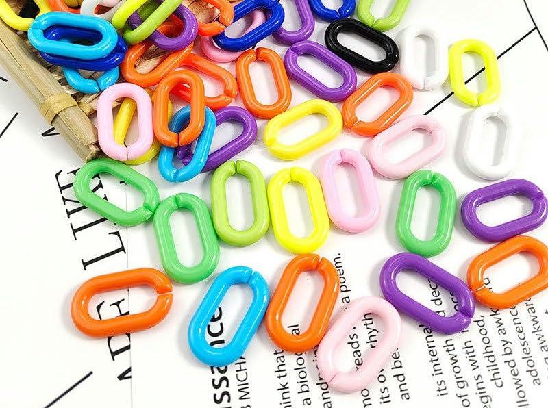 27 x 17 mm 500 sztuk niebieski różowy owalne w kształcie litery U akrylowe pierścienie łączące akrylowe plastikowe ogniwa łańcucha do tworzenia biżuterii rzemiosło