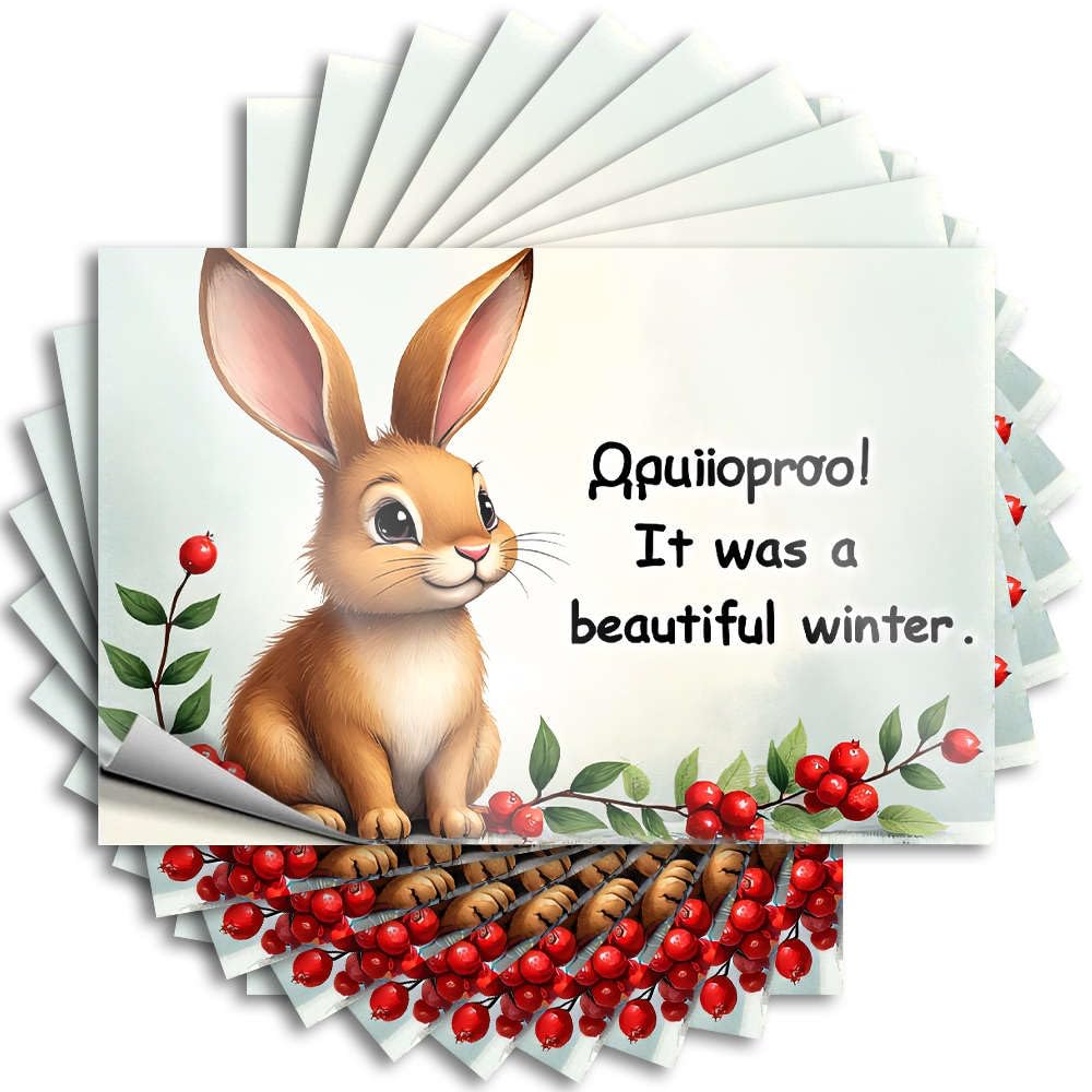 Decal Rock Mens Office Decor Case A Cute Rabbit with Red Berries. - No Residue Decals for Halloween(6X9CM)
