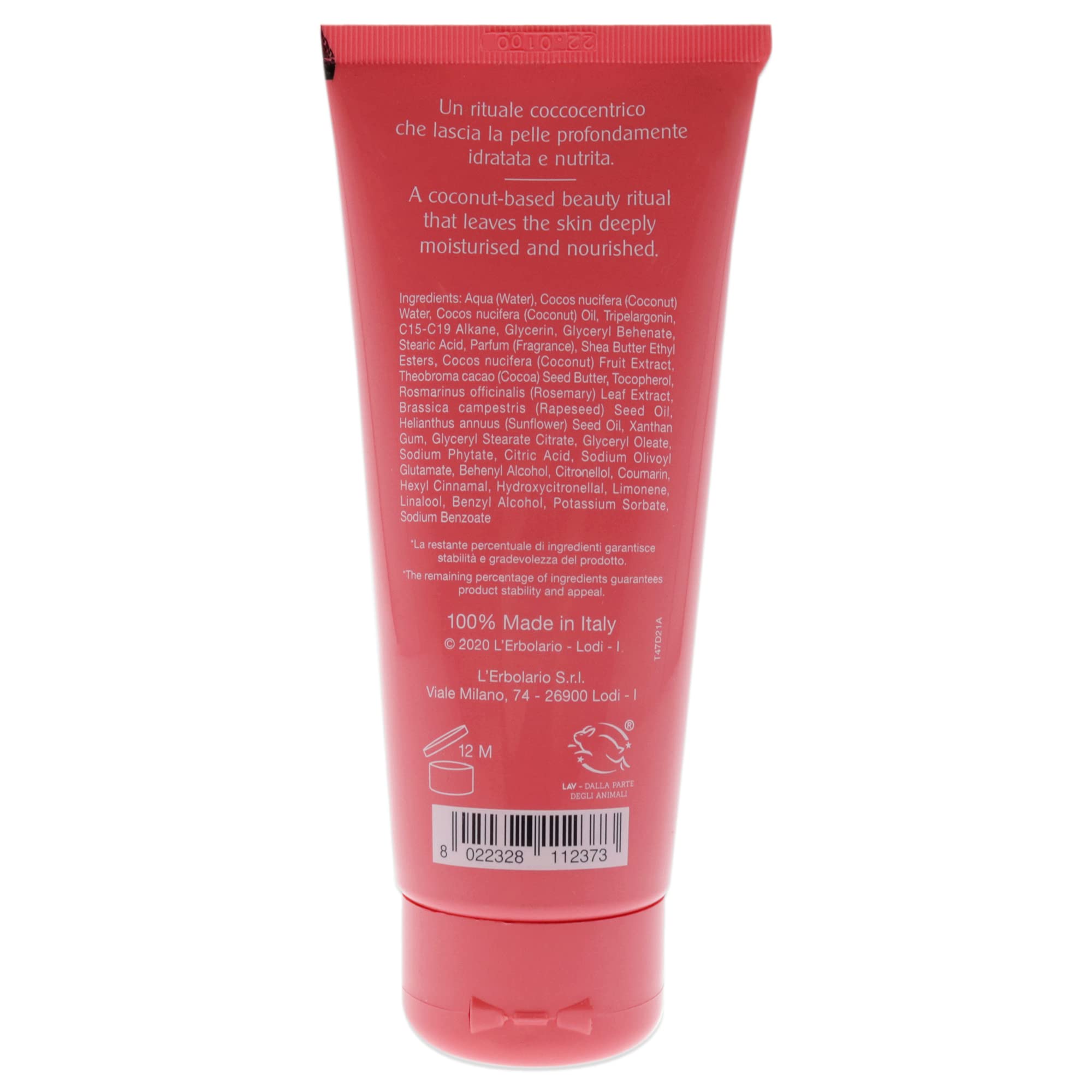 LErbolario Coconut Smoothing Body Cream For Women 3.3 oz Body Cream - Image 2