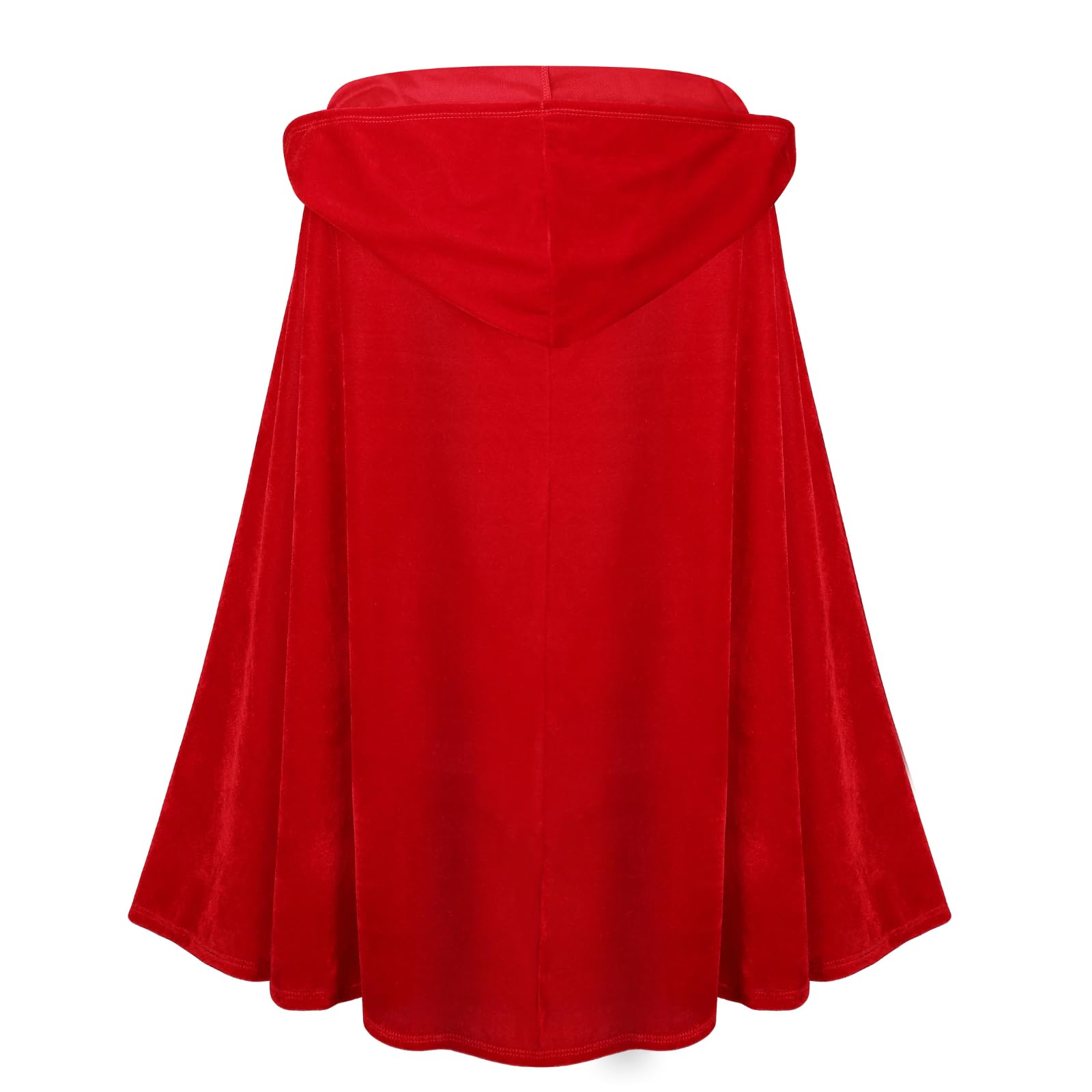 RRCBMD Little Red Riding Hood Cape Velvet Cloak for Halloween Christmas Cosplay Party Pure-bright red-S-23.62 inch - Image 4