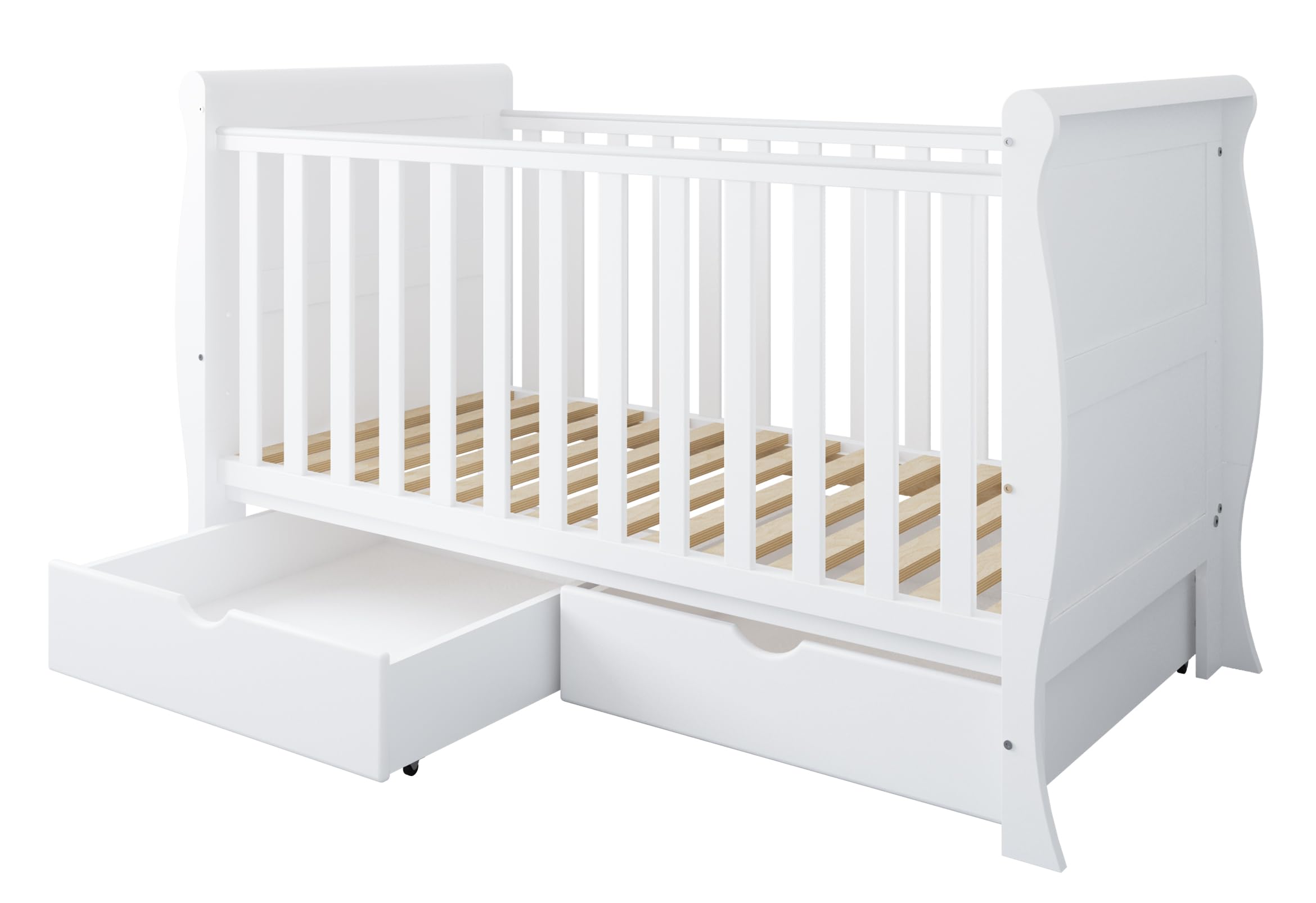 zee Cuna Bebé Blanca 140x70 Scarlet 3 en 1 con Cajones