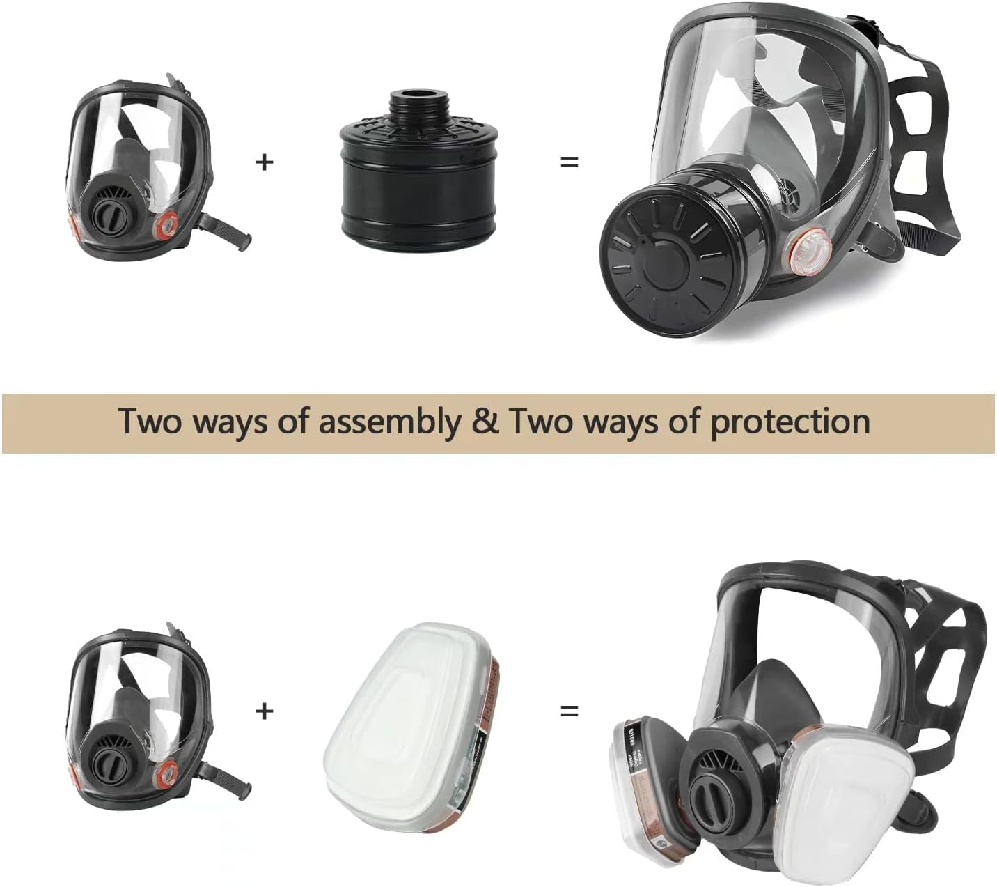 Gas Masks Survival Nuclear and Chemical, Gas Mask with 40mm Activated Carbon Filter and 6001 Filters, Tactical Full Face Respirator Mask for Gases Vapor Chemicals Spray Paint Resin Dust - 5