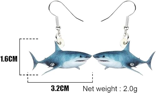 Miniatura 5 de DOWAY Aretes de acrílico lindos con diseño de tiburón, diseño de animales marinos, decoración de joyas, regalos para mujeres