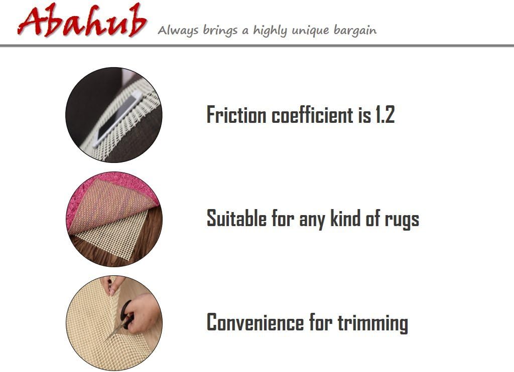 Abahub Anti Slip Rug Pad 2' x 8' for Under Area Rugs Carpets Runners Doormats on Wood Hardwood Floors, Non Slip, Washable Padding Grips