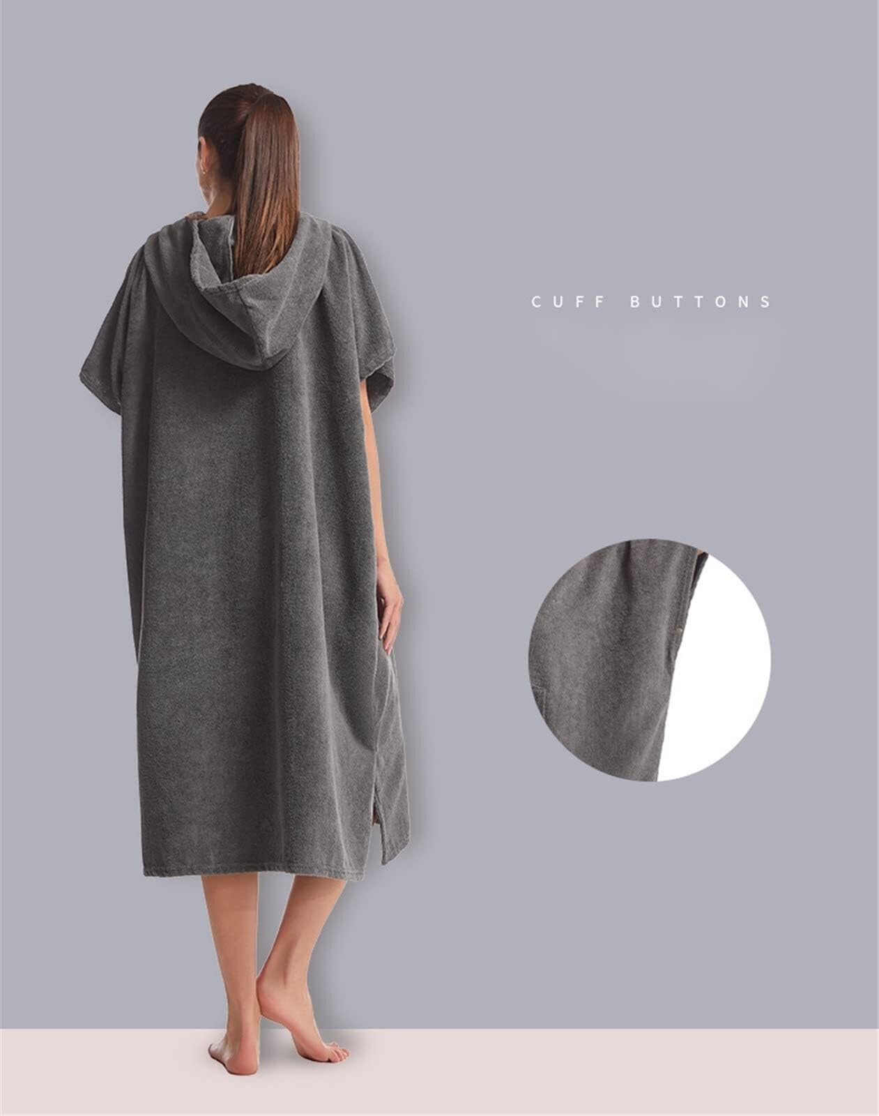 Poncho de surf para cambiar el traje de neopreno con capucha, bata de baño para la playa, natación (gris oscuro, 85 x 110 cm) (gris oscuro)