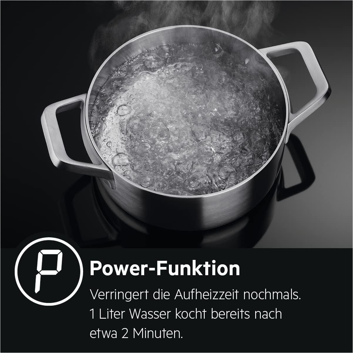 AEG IKB64431XB Autarkes Kochfeld/Induktion/Hob²Hood/Slider-Bedienung / 60 cm/Edelstahlrahmen / 4 Kochzonen/Powerfunktion/Kindersicherung