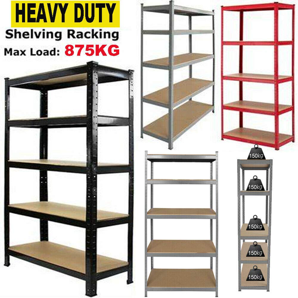 Buy 5 Tier Shelving Black 180cm x 90cm x 40cm Heavy Duty Height