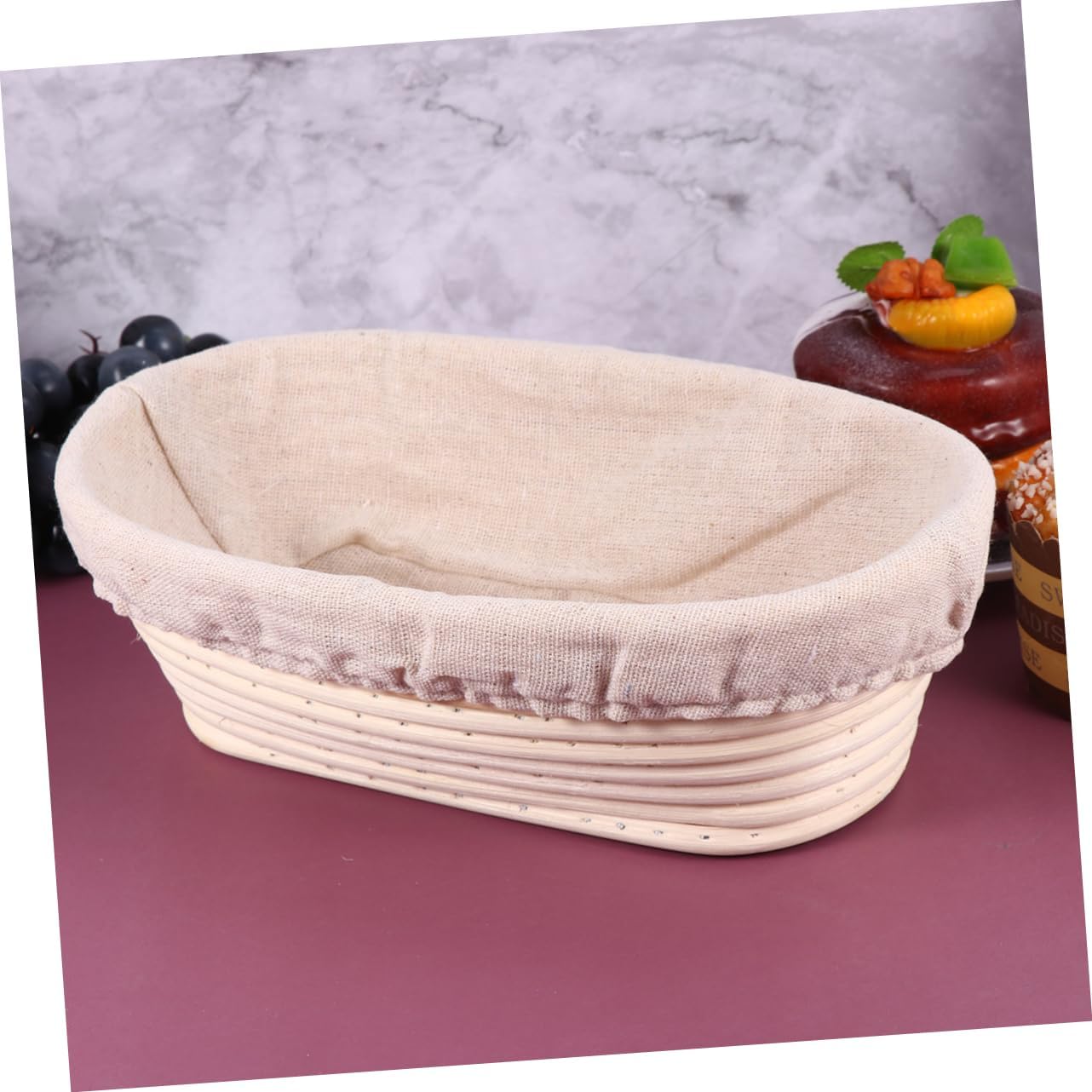 2sets Rattan Proofing Basket for Sourdough Oval Shape with Fabric Liner for Artisan and Home Bakers Smooth Surface Safe and Natural Material