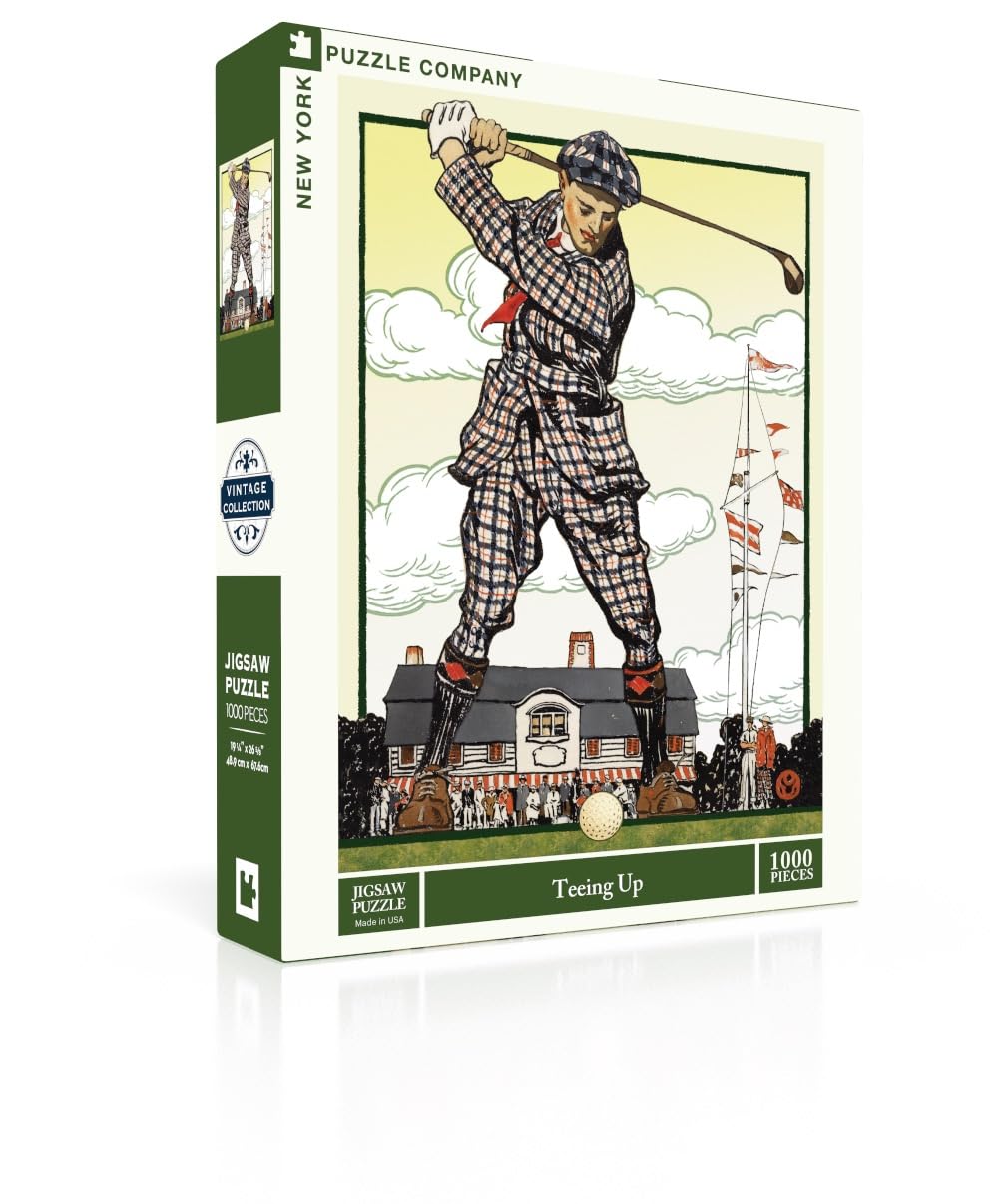 New York Puzzle Company - Images vintage Teeing up – Puzzle de 1000 pièces pour les soirées de jeu en famille par Edward Penfield