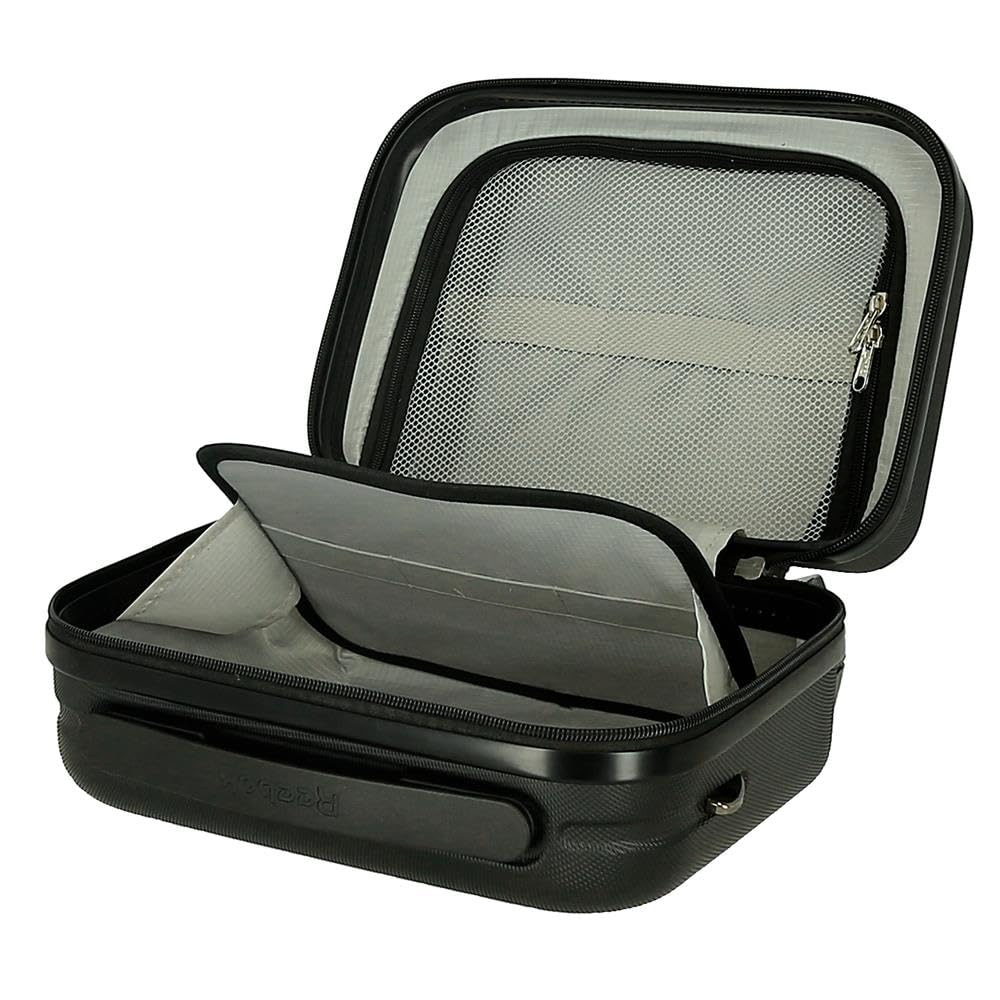 Reebok Franklin Trousse de Toilette Adaptable, fabriquée en ABS, 29 cm x 21 cm x 15 cm, poignées de Fermeture éclair avec Trous pour Cadenas, Noir, Trousse de Toilette
