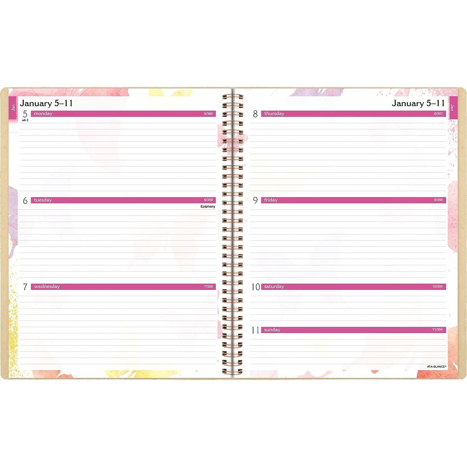 AT-A-GLANCE Agenda settimanale mensile 2026 con acquerelli 21,6 x 28 cm, copertina in carta multicolore (791-905G-26)