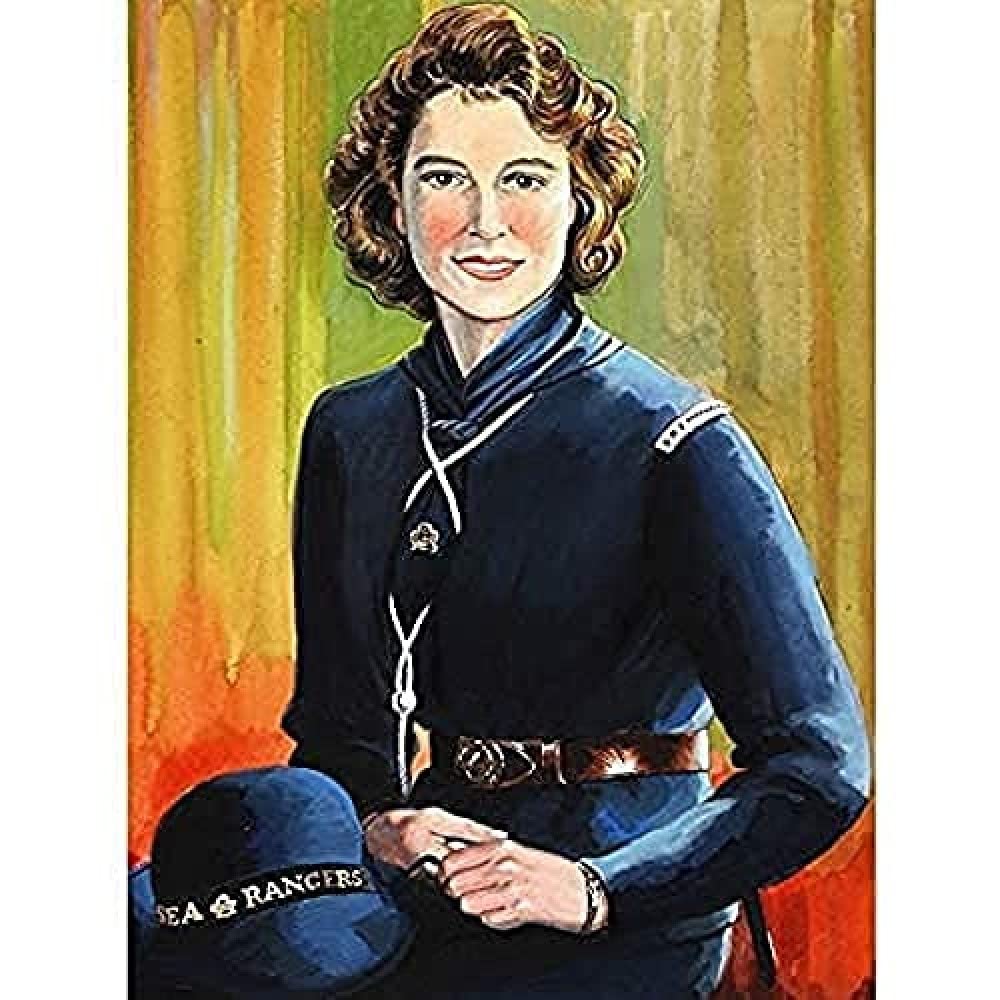 Portrait Princess Elizabeth Windsor Sea Ranger Uniform Painting Unframed Wall Art Print Poster Home Decor Premium