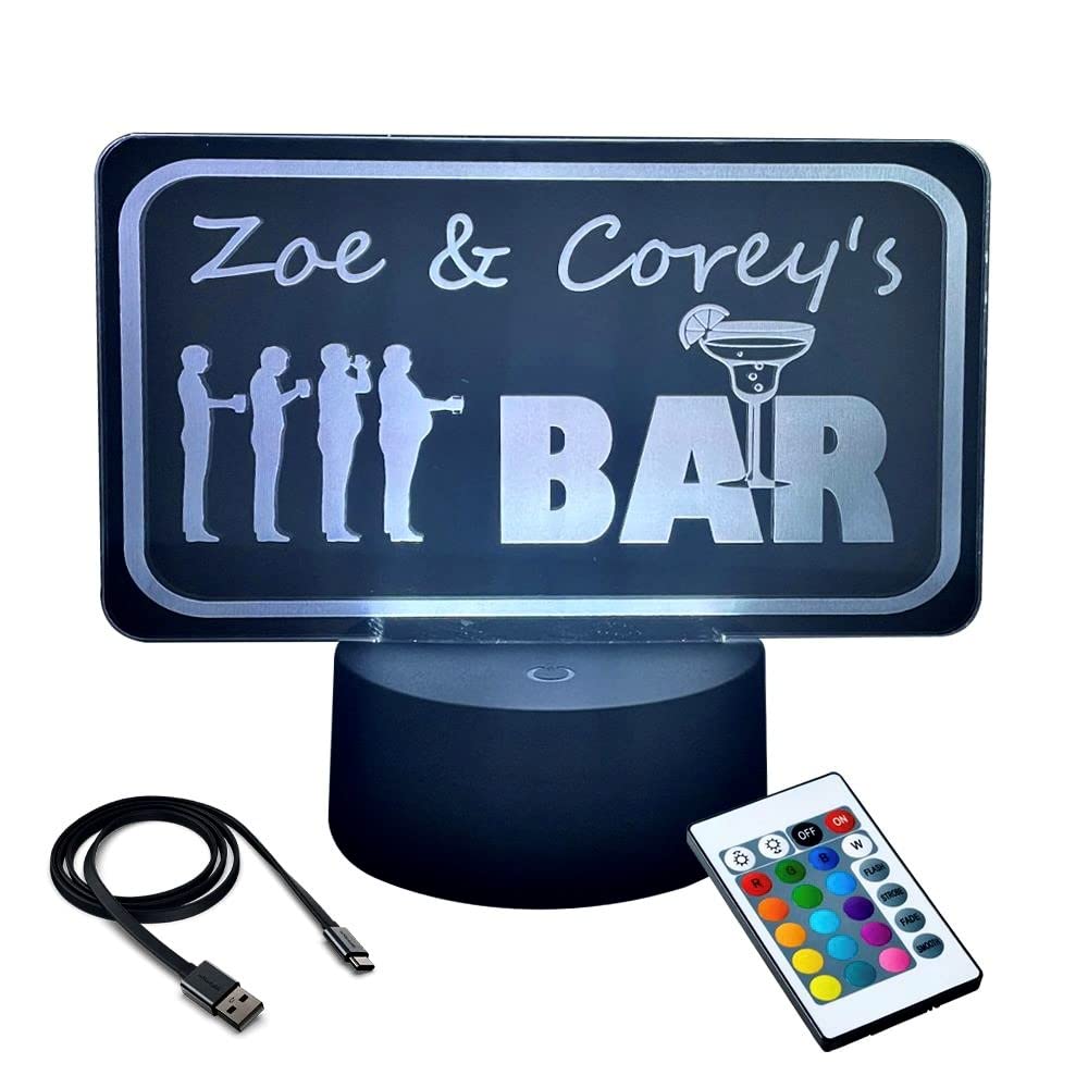 Personalised LED Bar Sign | Colour Changing Neon Sign | Man Cave Accessory