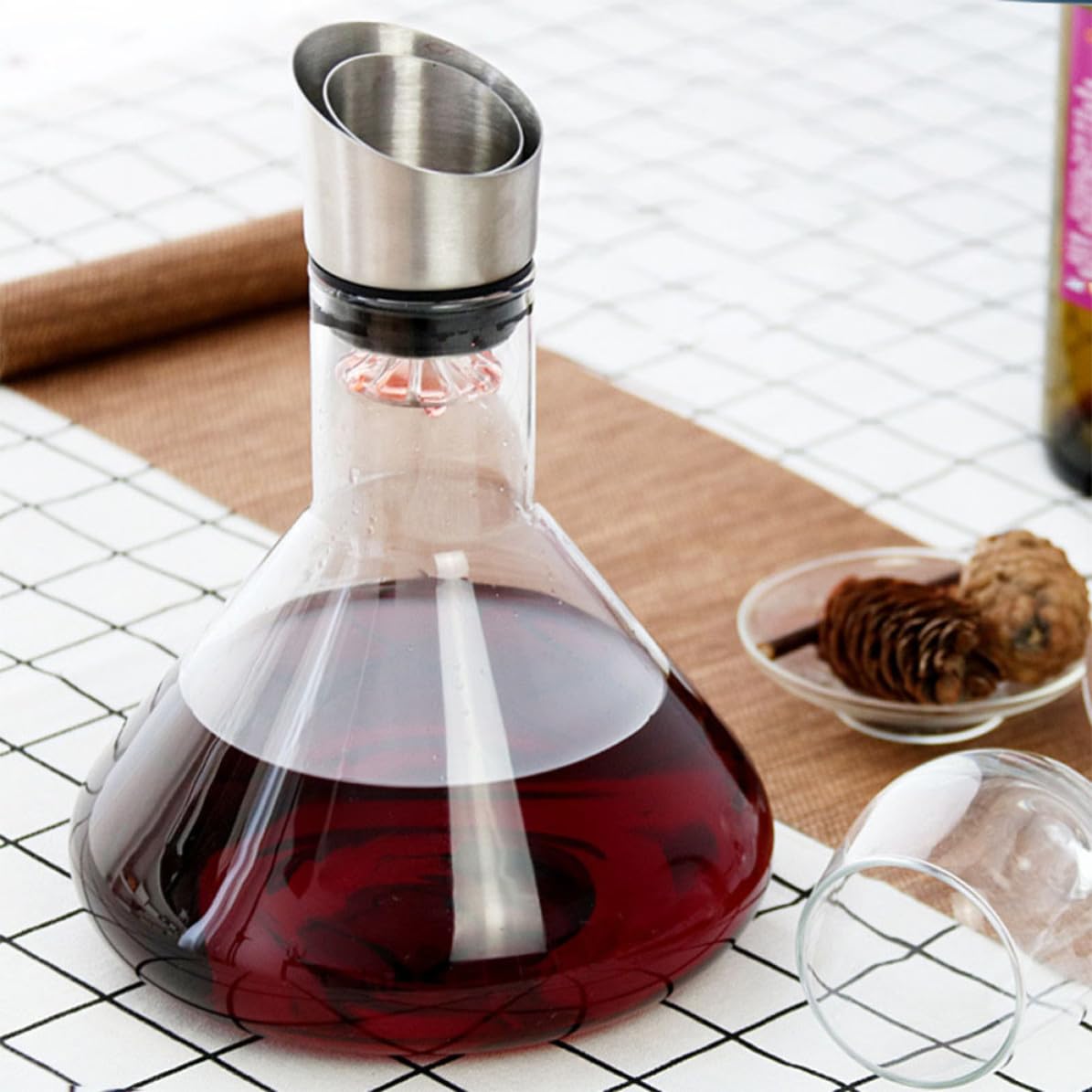 Decantador de Vino de Vidrio Borosilicato Alto, Blanco, Hogar