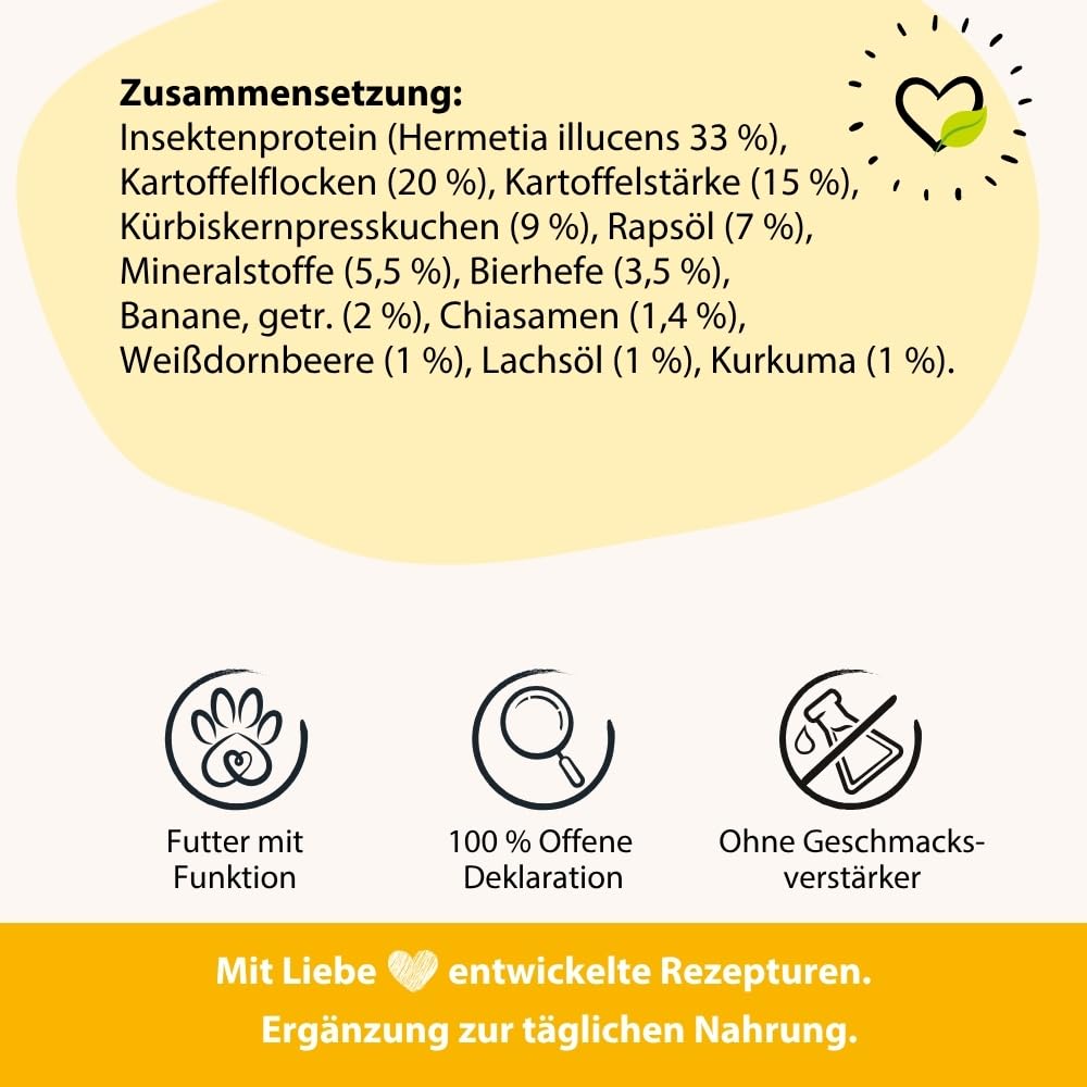 BugBell 7 kg High Energy sucha karma dla psów, białko owadów bez zbóż, bananów, dyni i chia, oleju z łososia i L-karnityny, wspierają aktywne życie psa, 100% przezroczysta deklaracja | High Energy sucha karma dla psów zapewnia wytrzymałość i energię – z L