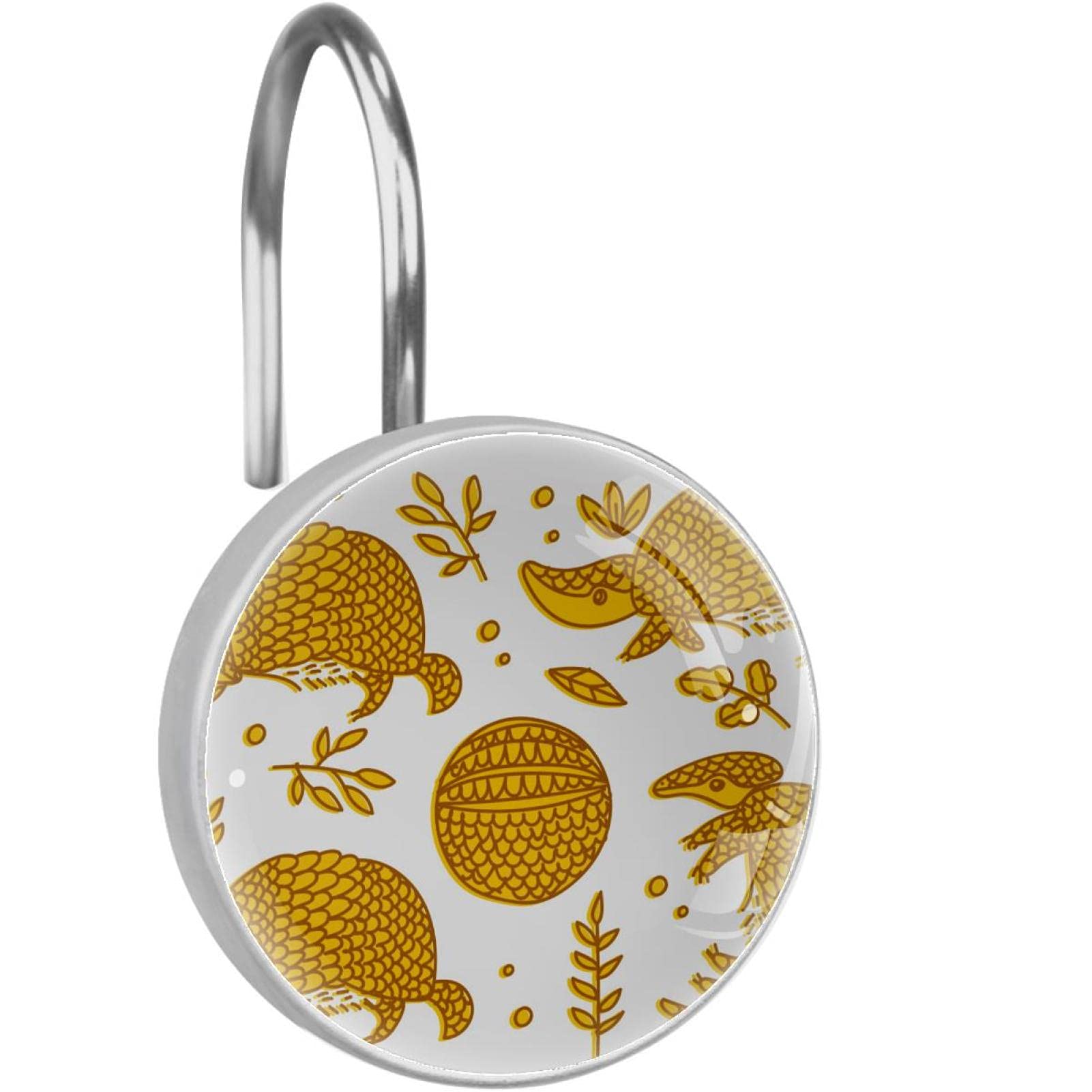Anneaux pour rideau de douche anti-rouille dorés Armadillo en acier inoxydable pack de 12