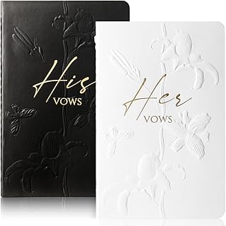 Vow Books for Wedding Vow Books wedding gift for bride and groom Vows Book his and hers with 28 Pages-5.5 * 3.5 In Wedding Notebook with Gilded Font Set of 2 （White and Black）