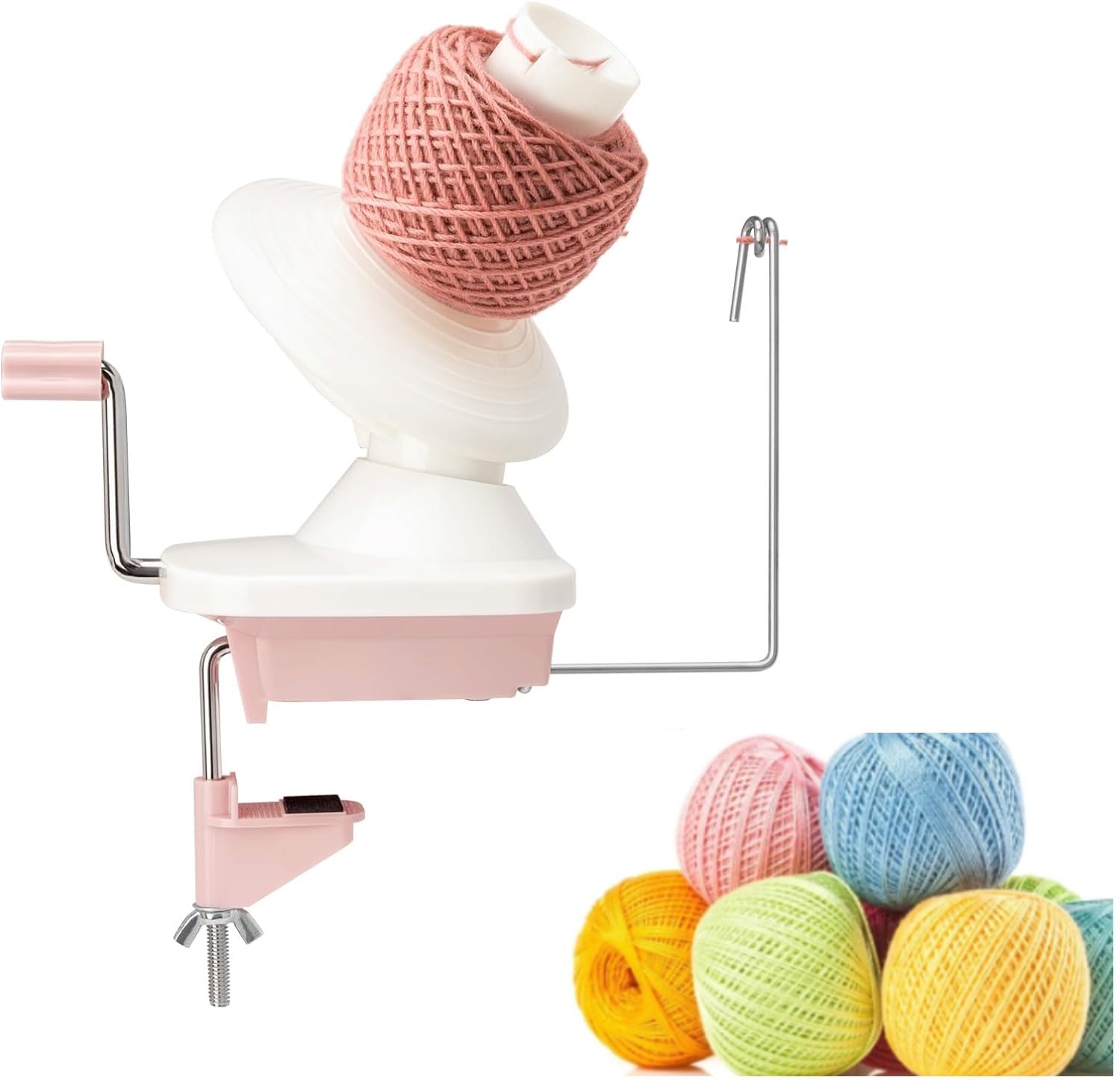 Yarn Winder, Knitting Yarn Ball Winder,Knitting Wool Winder Holder, Swift Table Top Hand Operated Winder,Manual Wool Yarn Cone Ball Winder ?Pink