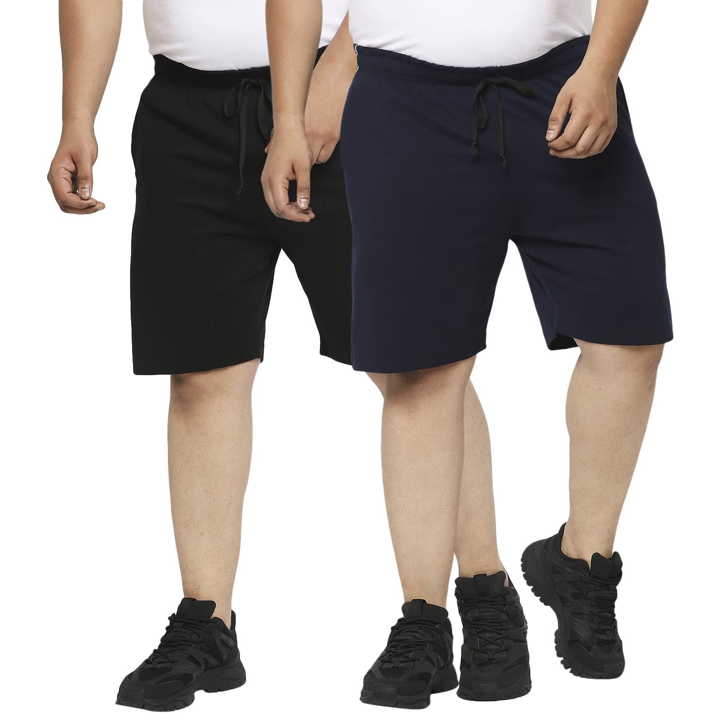 vaishvik Mens Plus Size Shorts Pack of 2 - Navy Black-picture-16