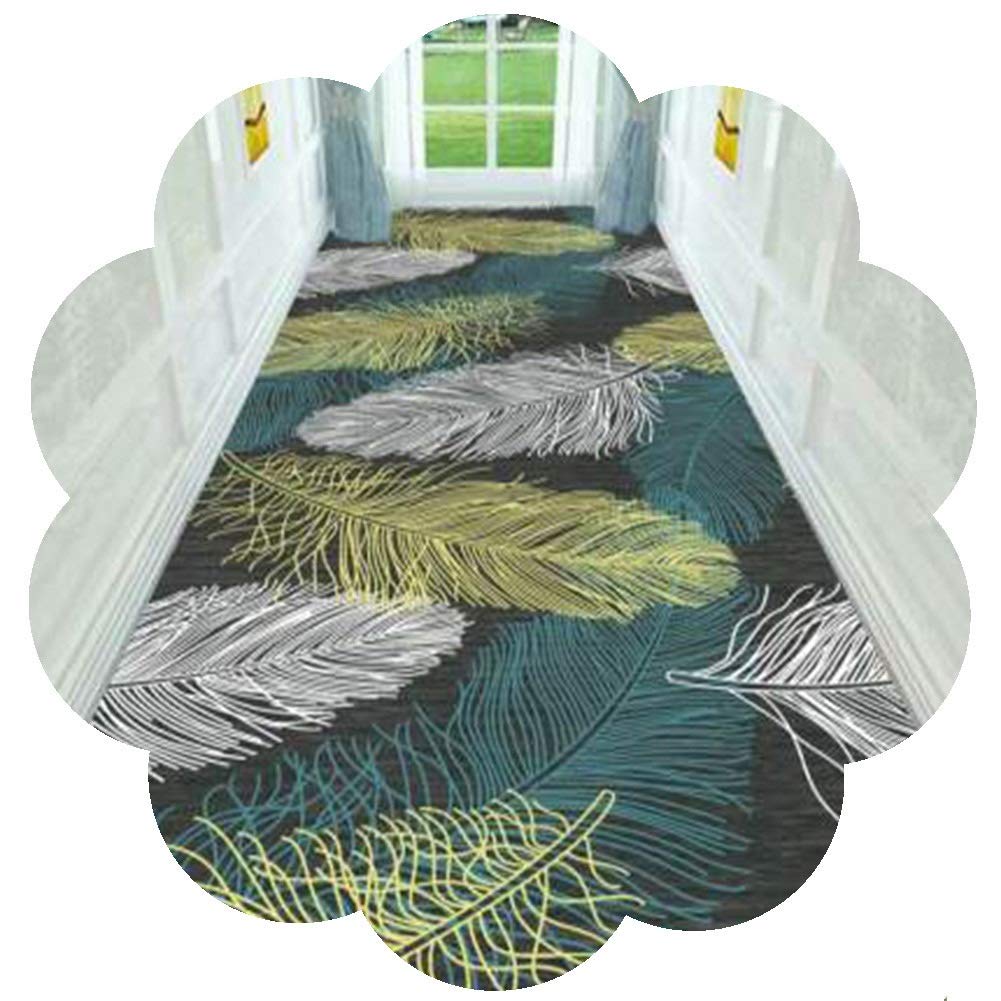 Tapis de passage de couloir motif plumes haut de gamme pour grand hall