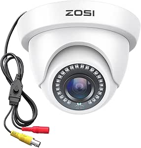 ZOSI 2.0MP HD 1080P 1920TVL Hybrid 4-in-1 TVI CVI AHD 960H CVBS CCTV Dome Security Camera Indoor Outdoor, 80ft Night Vision, IP66 Weatherproof for HD-TVI, AHD, CVI and CVBS/960H Analog DVR(White) asin的图片