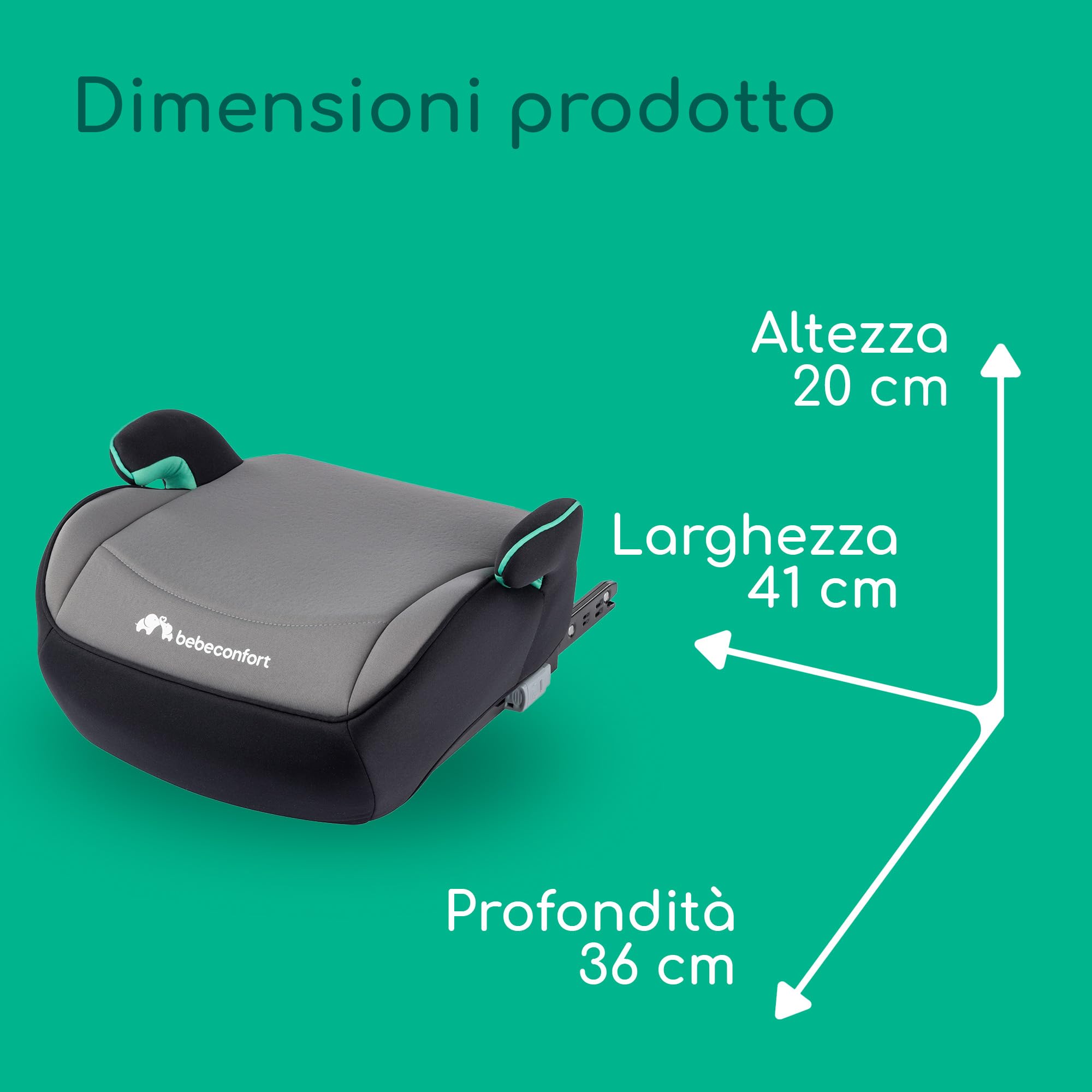 Bebeconfort Manga i-Fix Rialzo Auto per bambini, Seduta auto bambini, seggiolino auto isofix gruppo 3 per Bambini 128-150 cm, dai 6 ai 12 Anni (22-36 kg), colore Grey Mist
