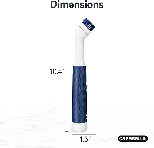 Miniatura 5 de Casabella Depurador de mano con detalles giratorios, funciona con pilas AA, 3 cabezales de cepillo, color blanco