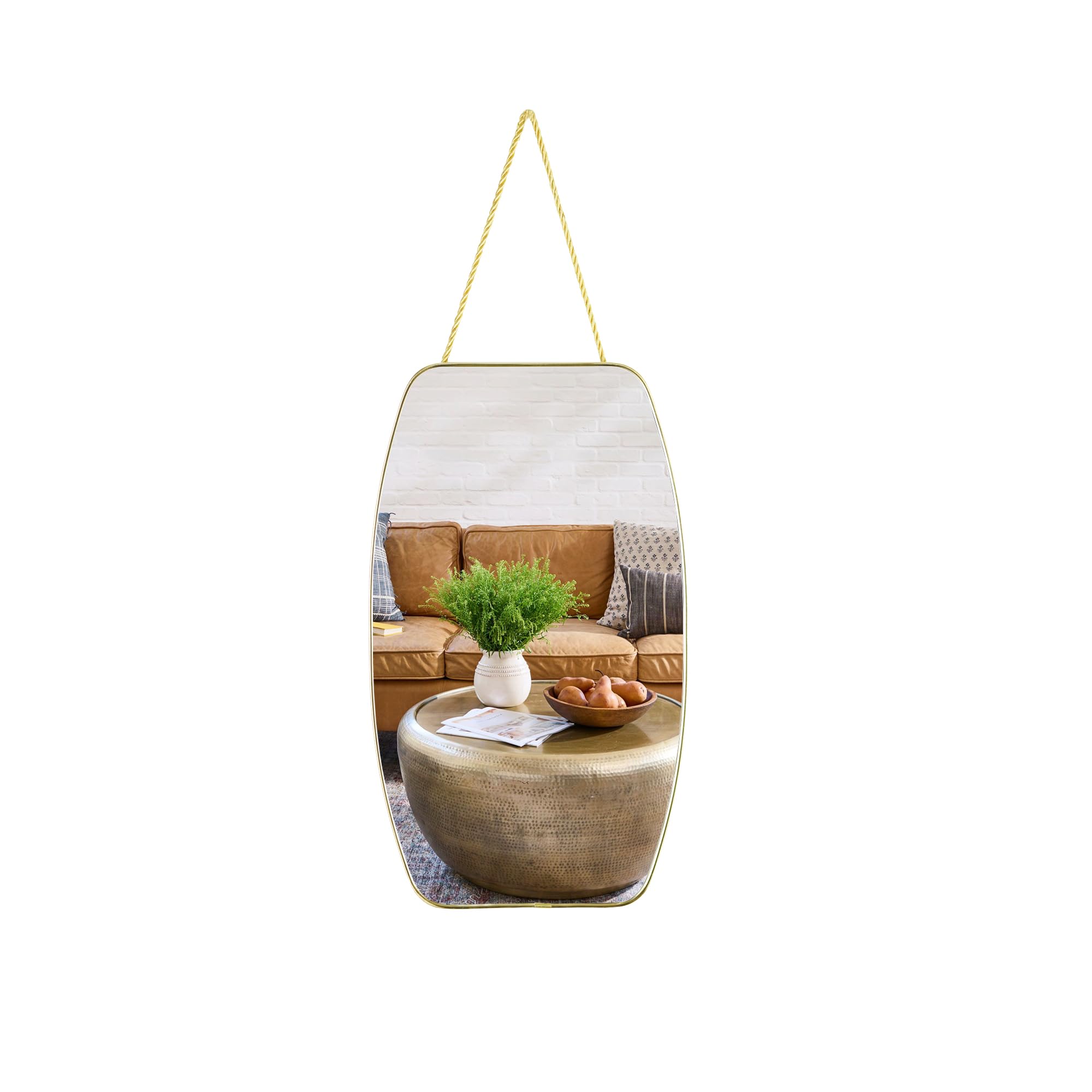 Irregular Rectangular Gold Wall Mirror