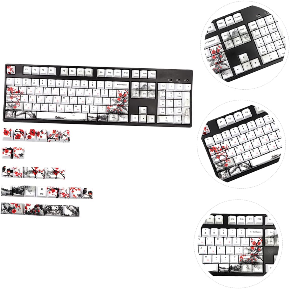 Gadpiparty 128Pcs Chic Pattern Keycaps Set for Mechanical Keyboard Computer Keycaps Design for Gaming and Typing