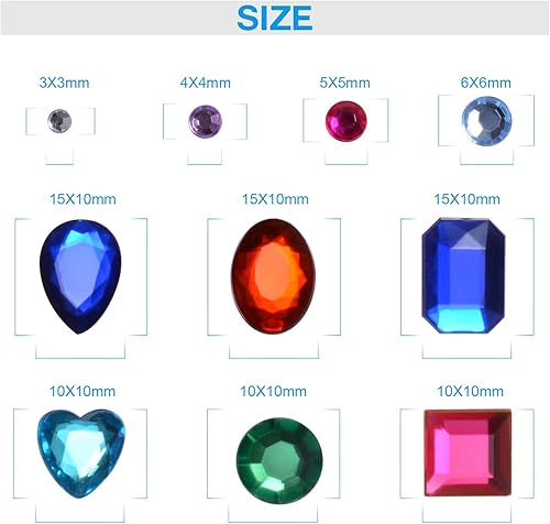 Miniatura 2 de Calcomanías de diamantes de imitación autoadhesivas, 1141 piezas de gemas para manualidades, calcomanías de cristal brillantes para manualidades,