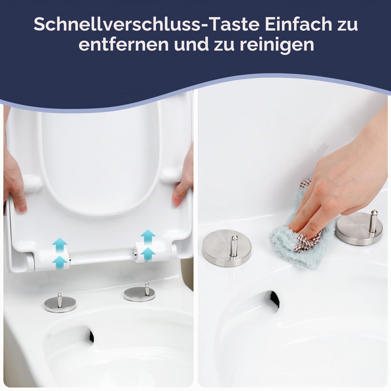 SAMODRA Premium Toilettendeckel D-Form,WC Sitz mit Absenkautomatik,Weiß Klodeckel mit Quick-Release-Funktion und Softclose,Toilettensitz, Klobrille aus Duroplast - 460 * 353 mm