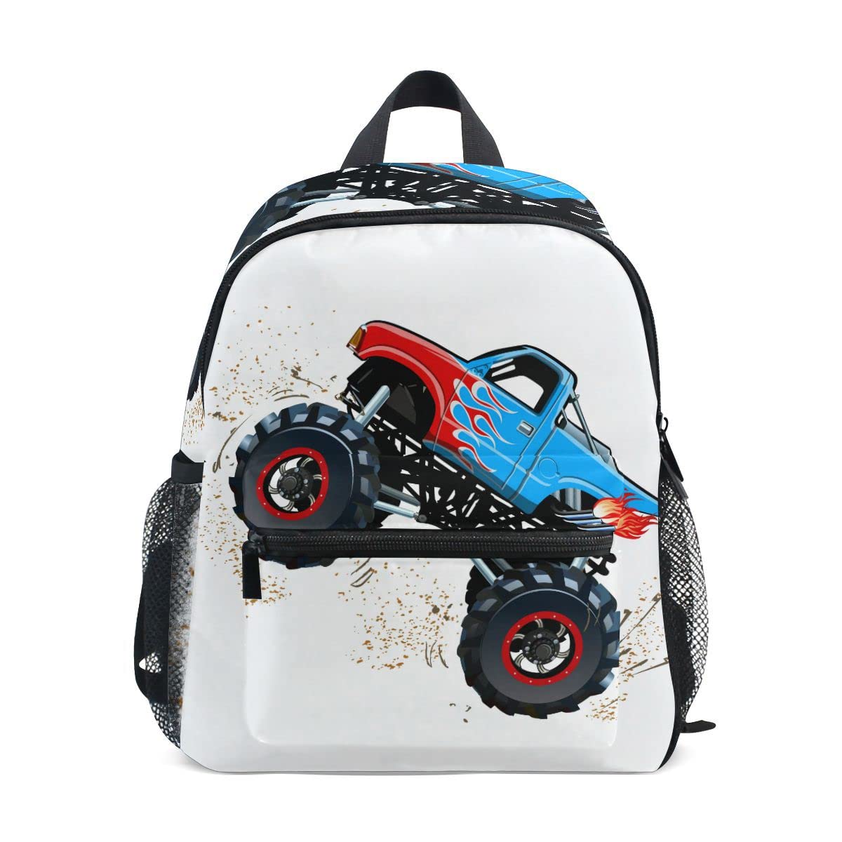 Fisyme Toddler Backpack Cartoon Monster Truck School Bag Kids Backpacks for Kindergarten Preschool Nursery Girl Boys, M