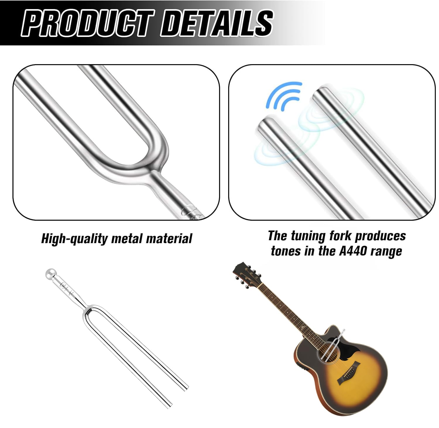 2 Diapason 440 Hz In Acciaio Inox - Per Chitarra, Violino, Ukulele E Accordatura - Foto 3