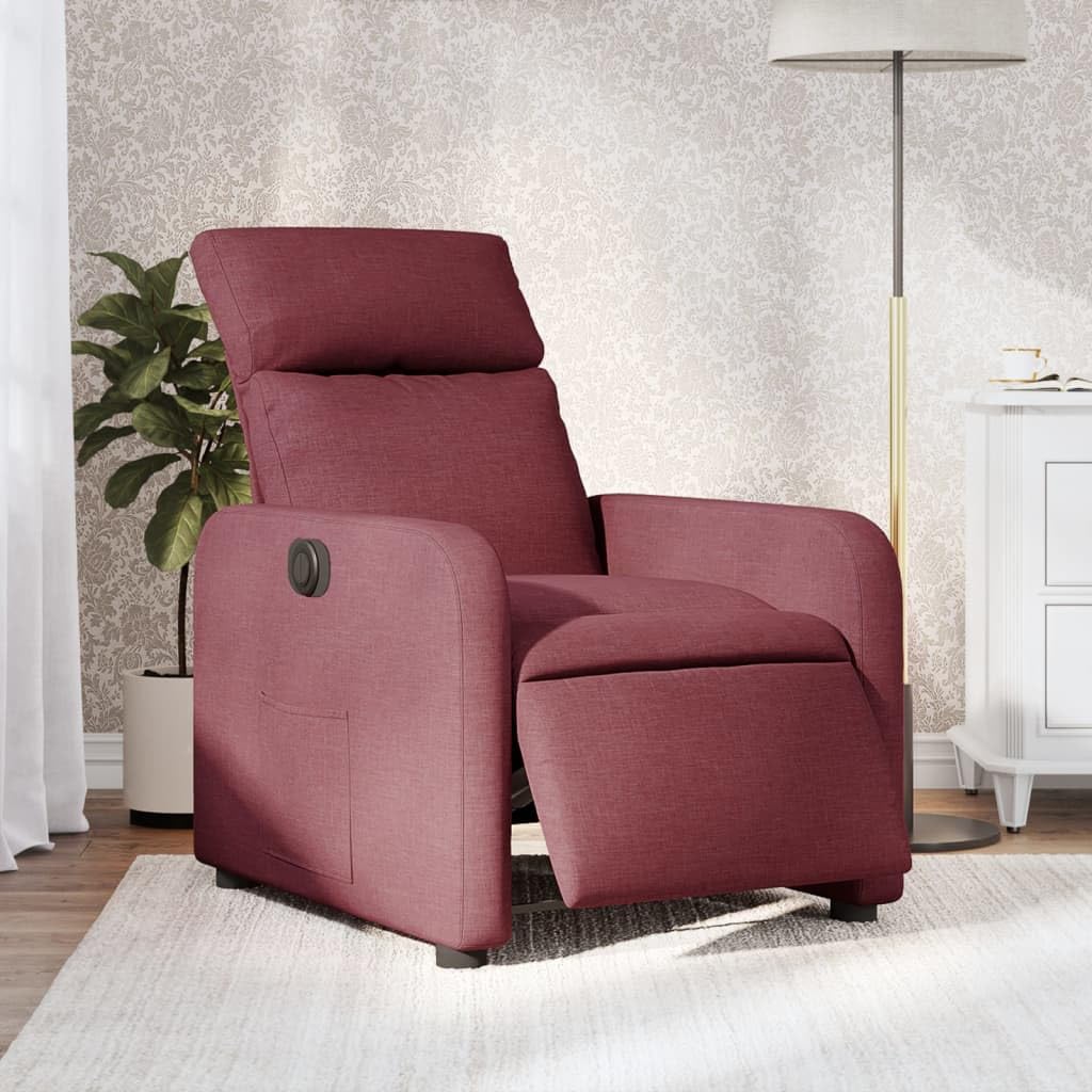 Poltrona reclinabile Elettrico Rosso Bordeaux Tessuto Con Poggiapiedi