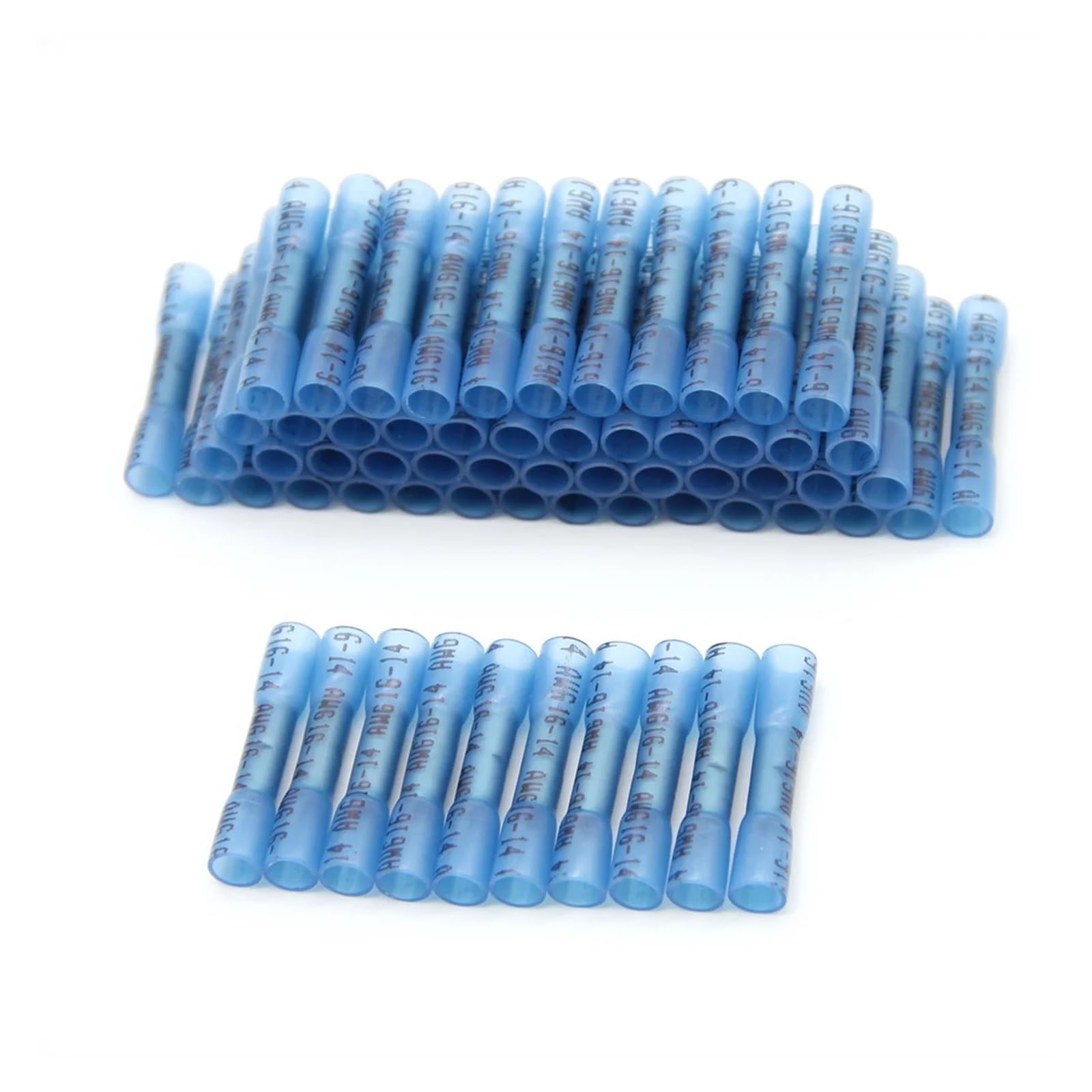 TSIOHKBS 500/300PCS Heat Shrink Butt Terminals Fully Insulated Seal Butt 14-16 AWG Electrical Wire Crimp Terminal Connectors(Blue,300PCS)