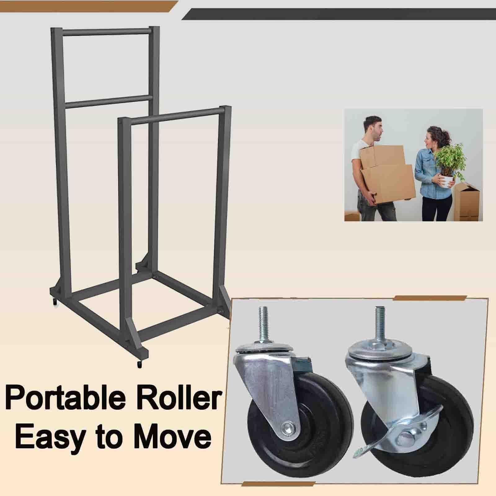 Tragbares Cartonrage-Rack mit Lenkrollen, Karton für Lager und Umzug, robuster schwarzer Eisen-Präsentationsständer (35 x 50 x 90 cm, für 10–28 Boxen)