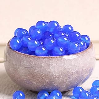 Cuentas de vidrio, con agujeros, material para pulseras tejidas a mano, cuentas sueltas, joyas tejidas de colores, accesorios.-Azul 6MM / 50